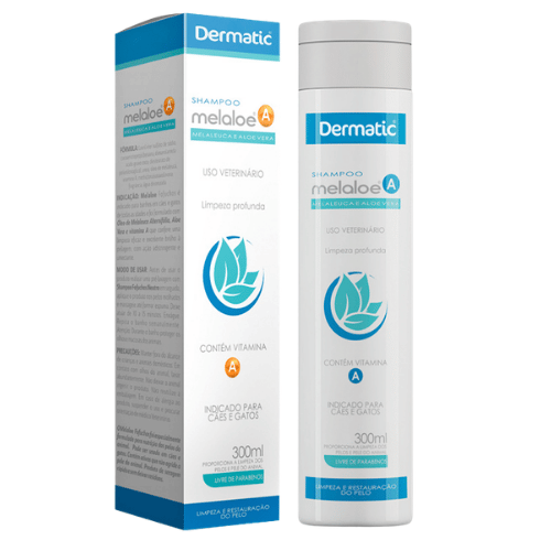 Shampoo Dermatic Melaloe A Melaleuca e Aloe Vera Cães e Gatos 300ml