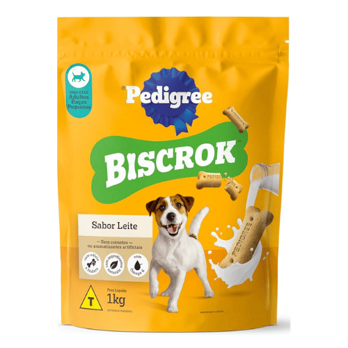Biscoito Biscrok Sabor Leite Cães Adultos Raças Pequenas 1kg