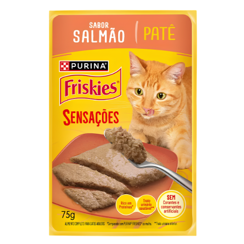 Ração Úmida Friskies Sachê Patê de Salmão Gatos Adultos 75g