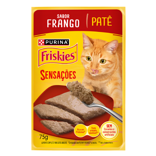 Ração Úmida Friskies Sachê Patê de Frango Gatos Adultos 75g