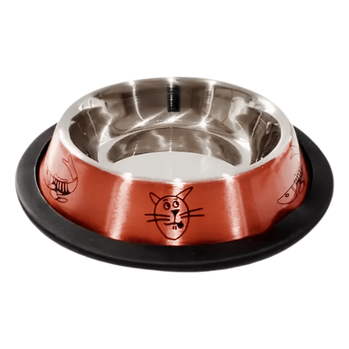 Comedouro Inox Laqueado Cobre Gato 180mL